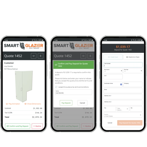 Smart Glazier Business Online Payment on Mobile