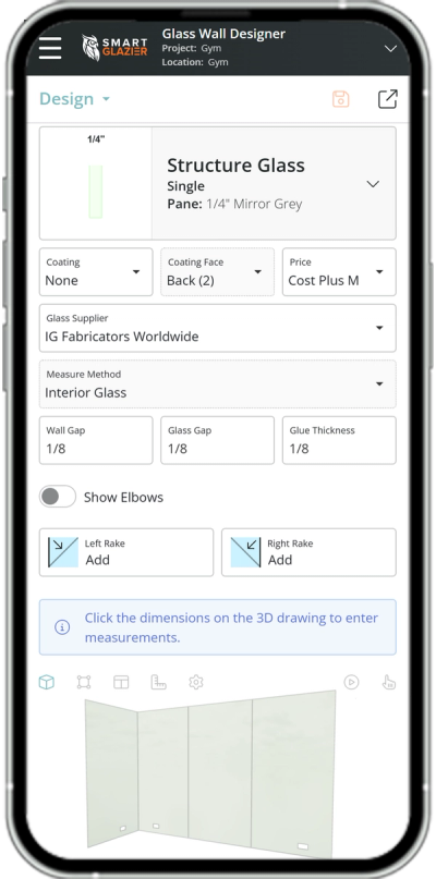 Reviewing a mirror wall job onsite