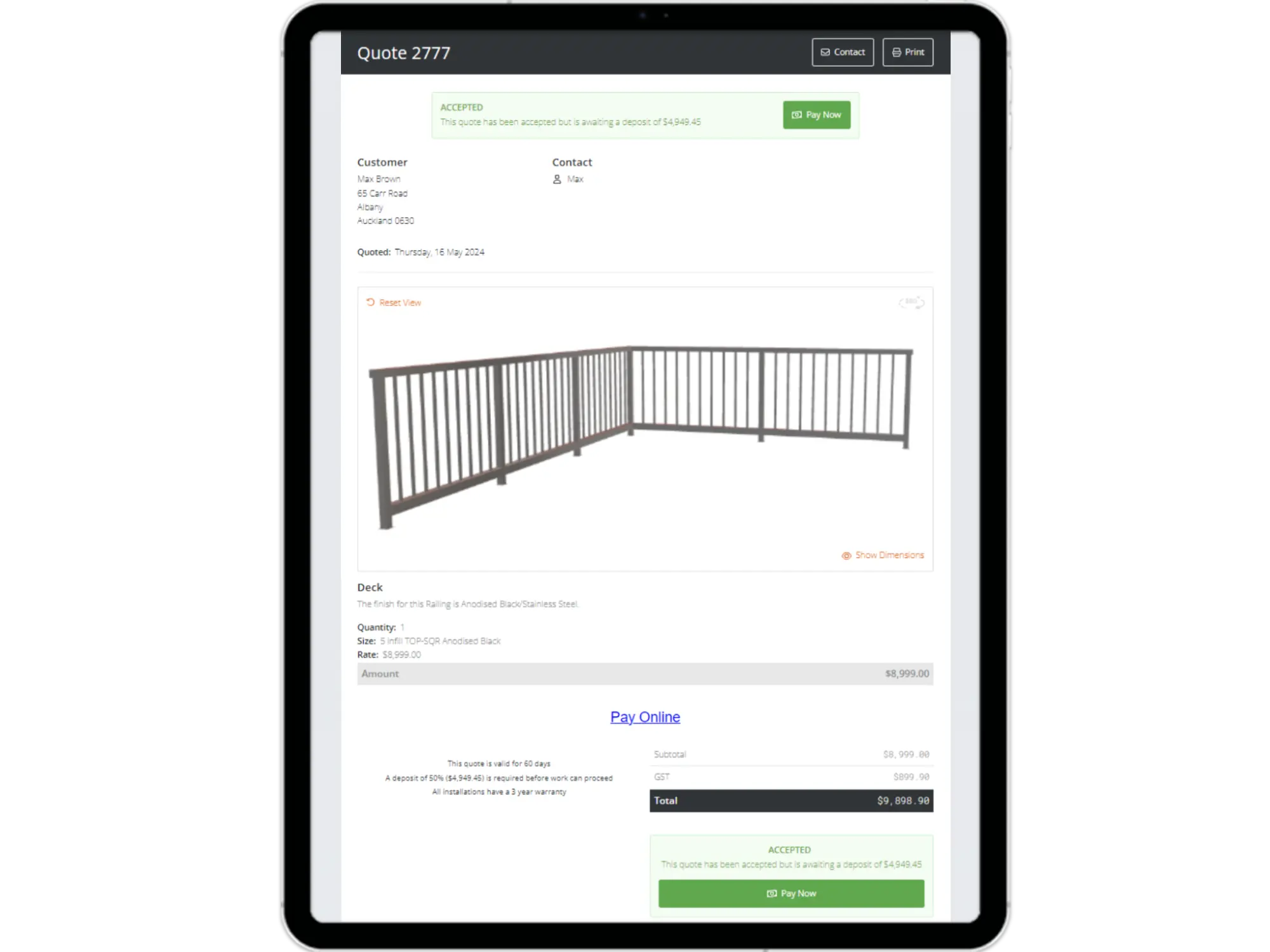 Smart Railing - quote quickly and accurately