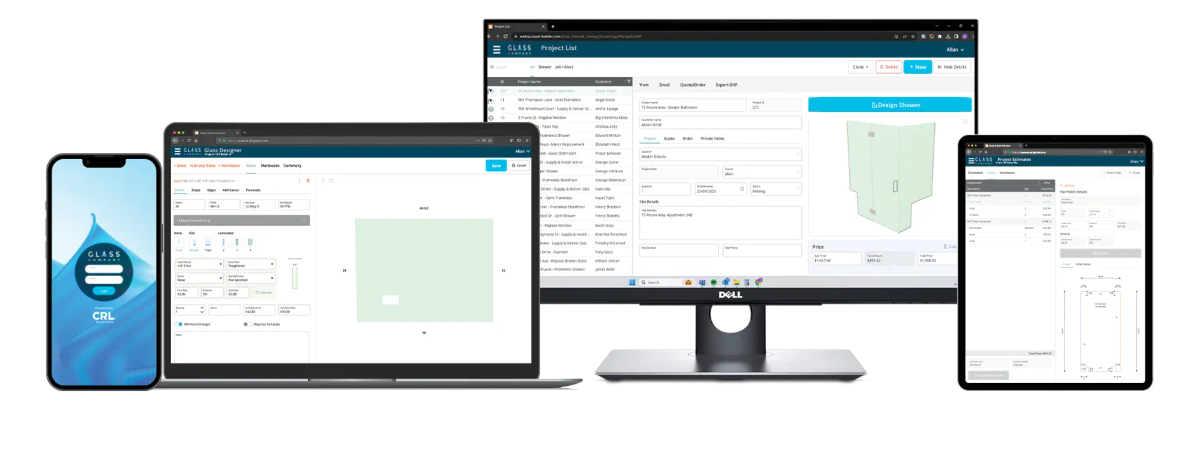 How Smart Glazier Connect is displayed on different devices