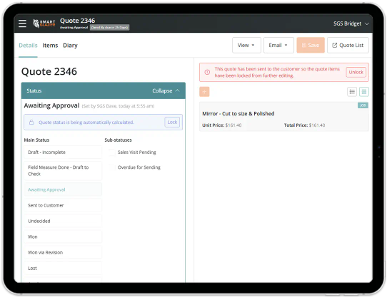 Job Status | Software to track your glass projects progress