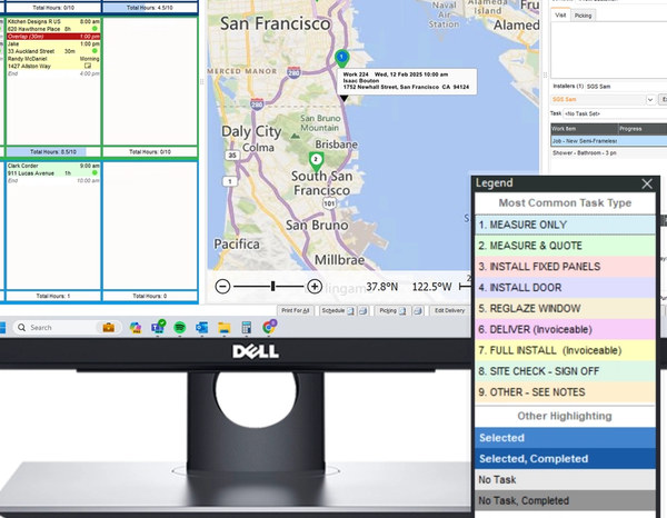Screenshot showing visit highlighting legend