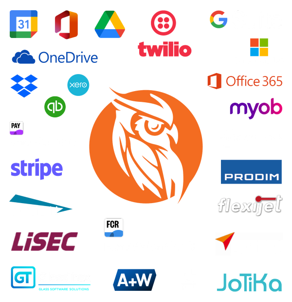 Infographic showing Smart Glazier Software integrations