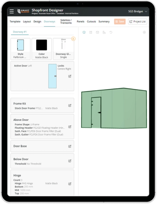 a screenshot of the shopfront designer on a tablet