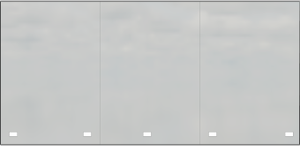 a gray rectangle with three holes in it on a white background .