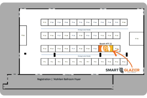 a floor plan of a building with the entrance highlighted