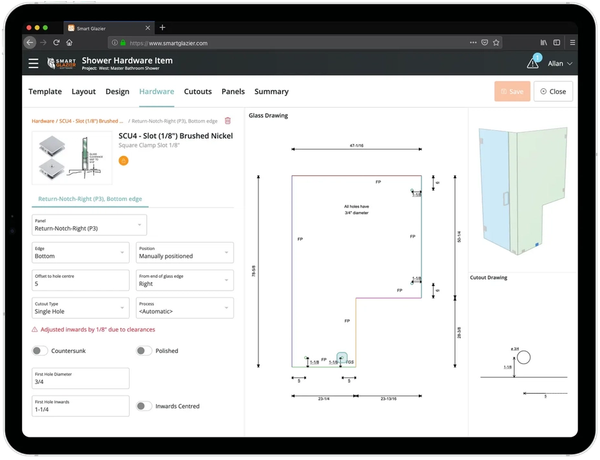 Smart Glazier Software - Features on various devices