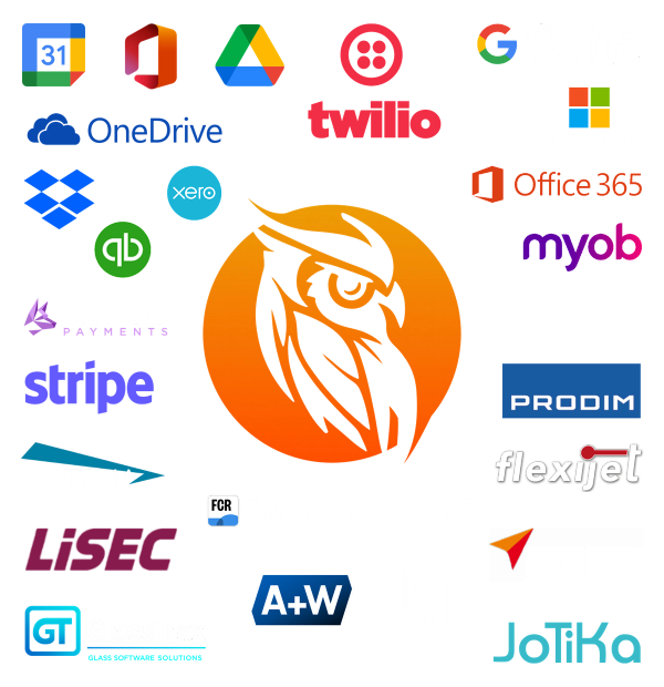Infographic showing Smart Glazier Software integrations
