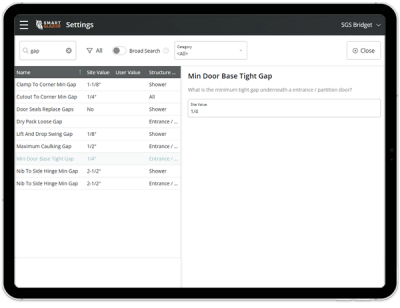 Set default door width, and default gaps under the door