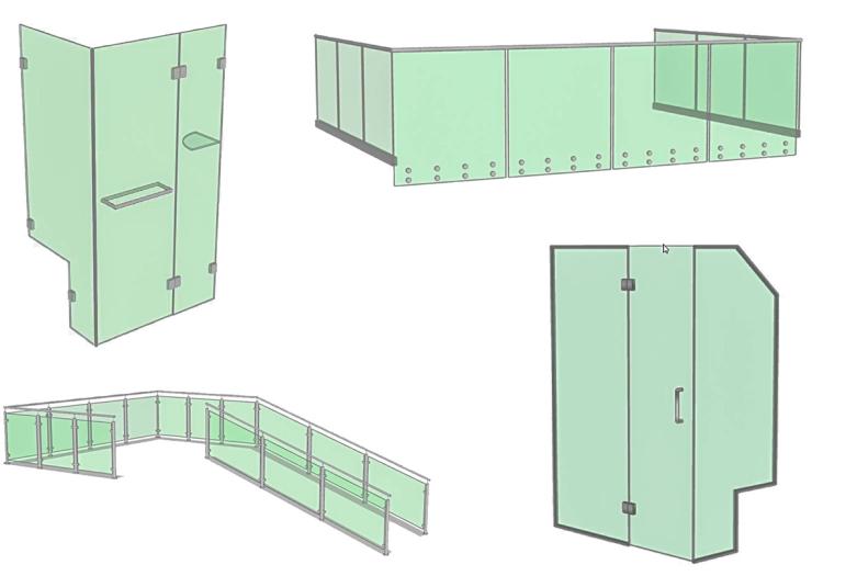 Design 3D showers and balustrades using your preferred hardware