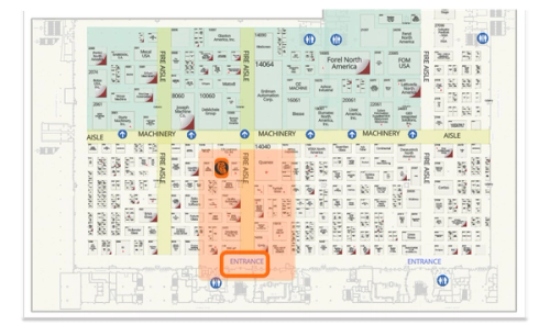a floor plan of a building with the entrance highlighted