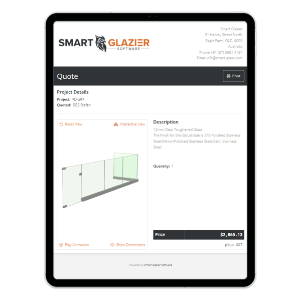 a smart glazier software quote on a tablet a smart glazier software quote on a tablet