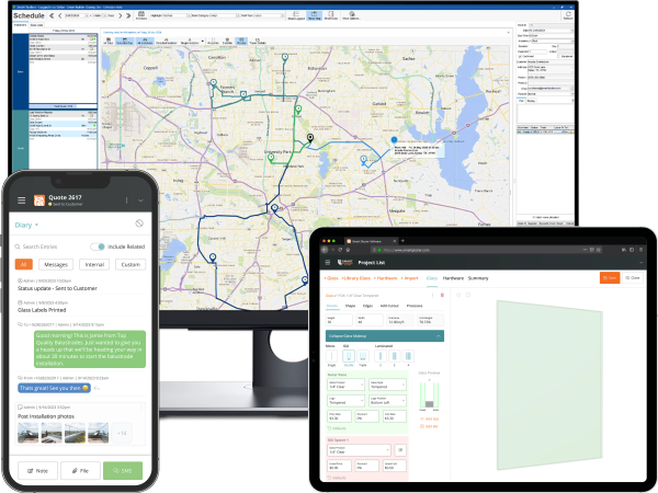 Software layout showcasing Smart Glazier Software