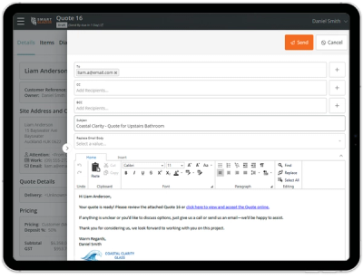Deliver quotes in seconds using Smart Glazier Starter