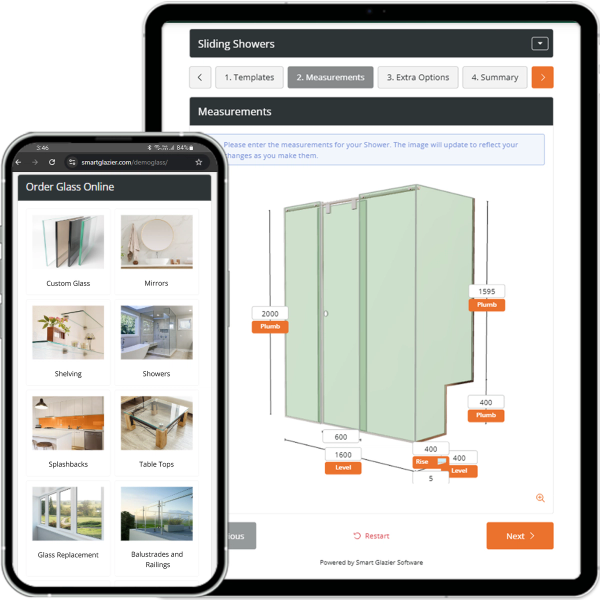 Design glass projects on site or in the office