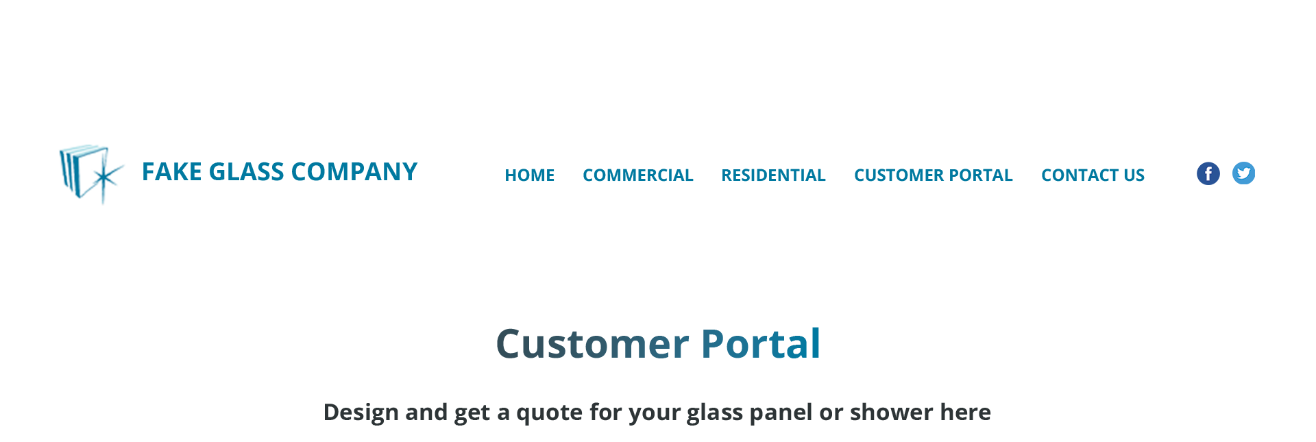 Fake Glass Company Website Header
