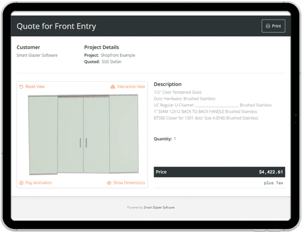 Storefront Design Module on a Tablet
