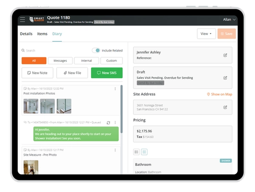 Smart Glazier Business Job Diary in the Field