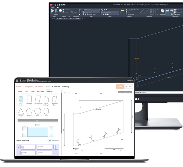 a laptop is open to a program called glass designer