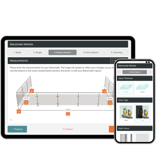 Devices displaying Smart Glazier Web Configurator