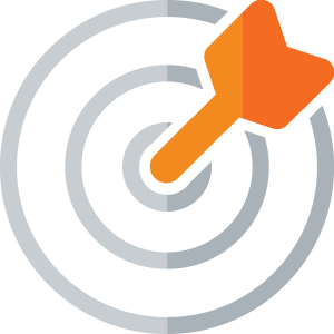 a pixel art illustration of a target with an orange arrow pointing to the center .