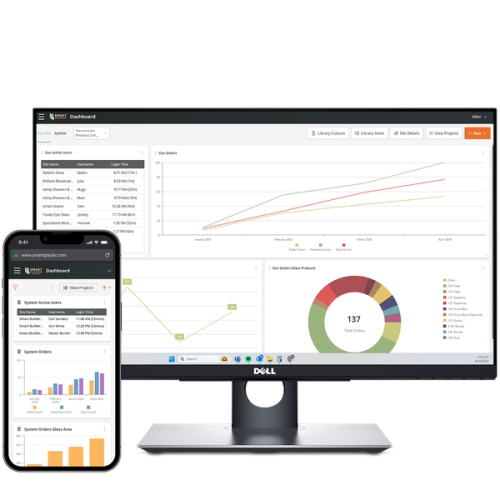 Devices displaying reporting on Smart Glazier Connect
