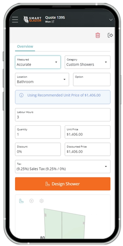 a smart phone displaying a quote for a bathroom shower a smart phone displaying a quote for a bathroom shower
