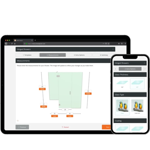 Devices displaying Smart Glazier Web Configurator