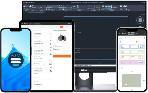 a dell monitor sits between two cell phones