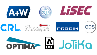 a bunch of logos on a black background including flexijet