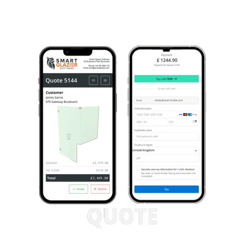Quote using Smart Glazier Business
