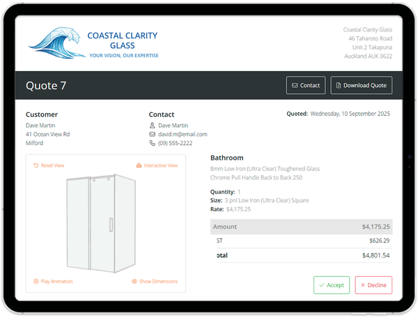 Glass Quoting and Estimating Software