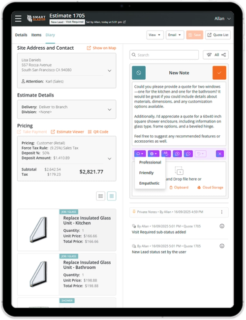 Job Diary on Mobile and Tablet