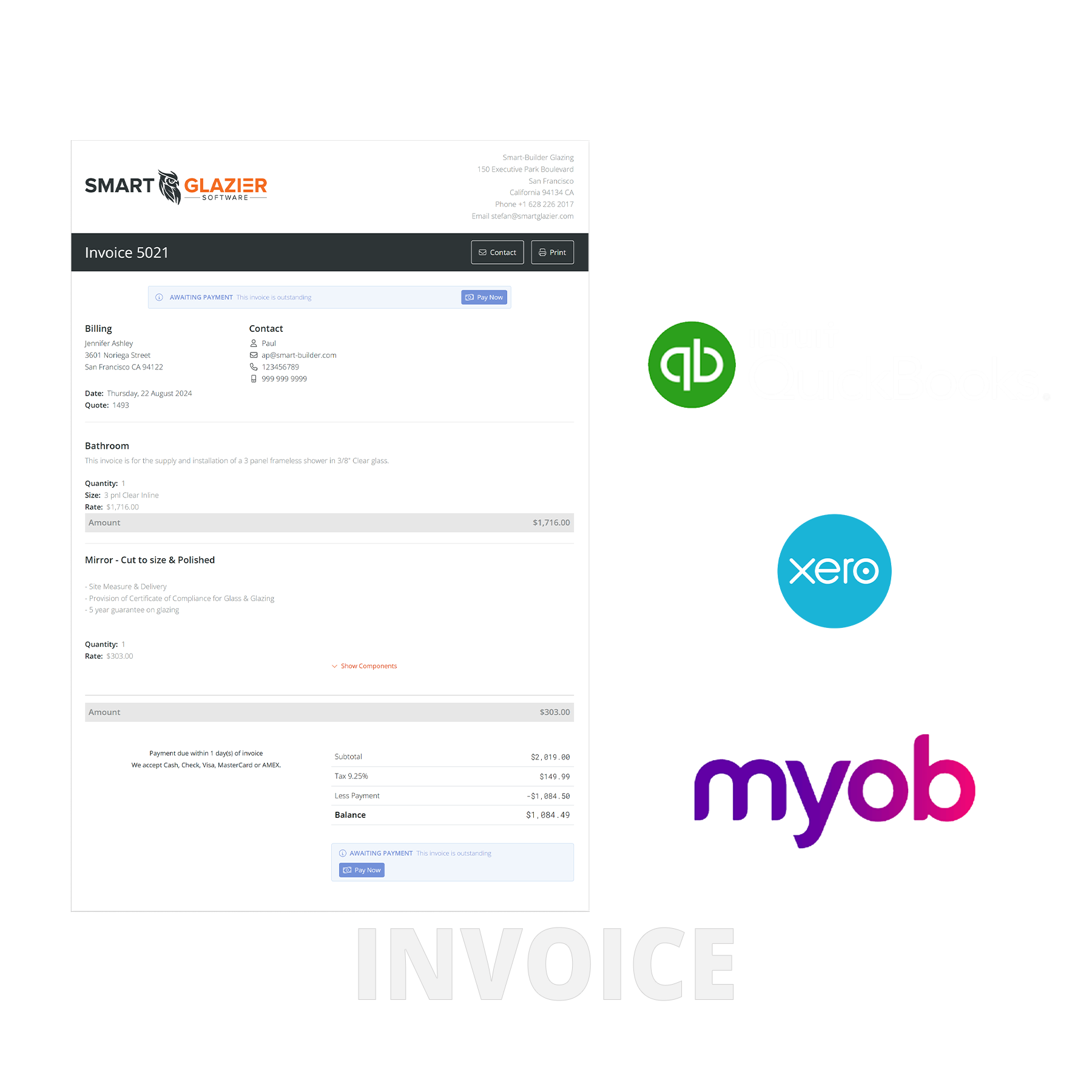 Glass Invoicing Software