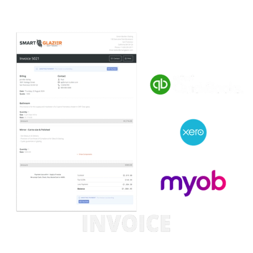 Invoice using Smart Glazier Business