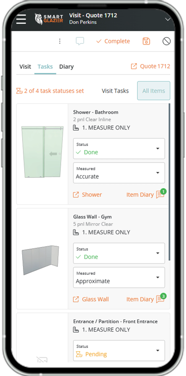 Glazier phone with Smart Glazier Business included