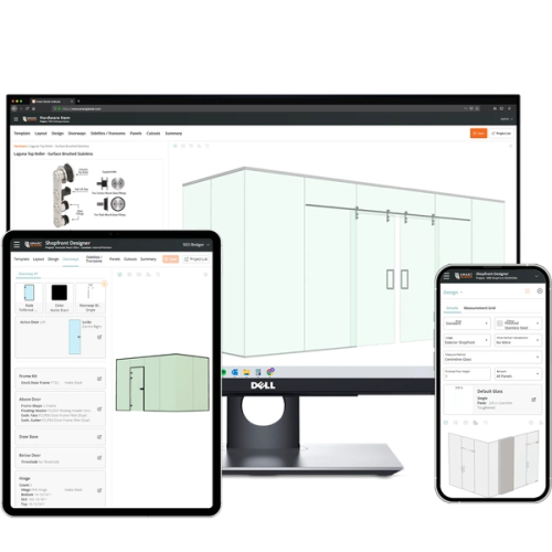 Smart Glazier Design: Glass Entrance and Interior Partition Modules on various Devices