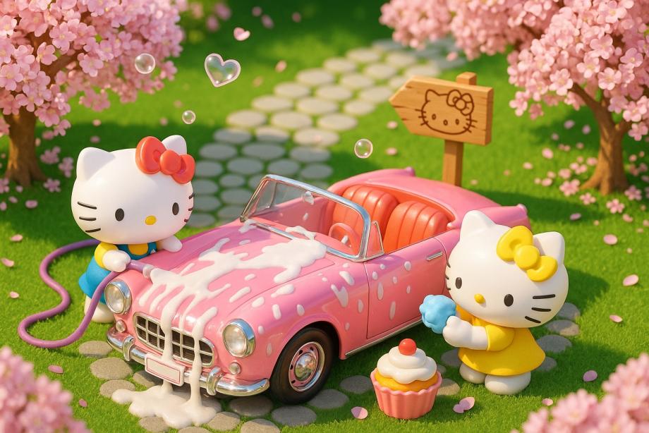 3D Toy Ddiorama: Hello Kitty Car Wash