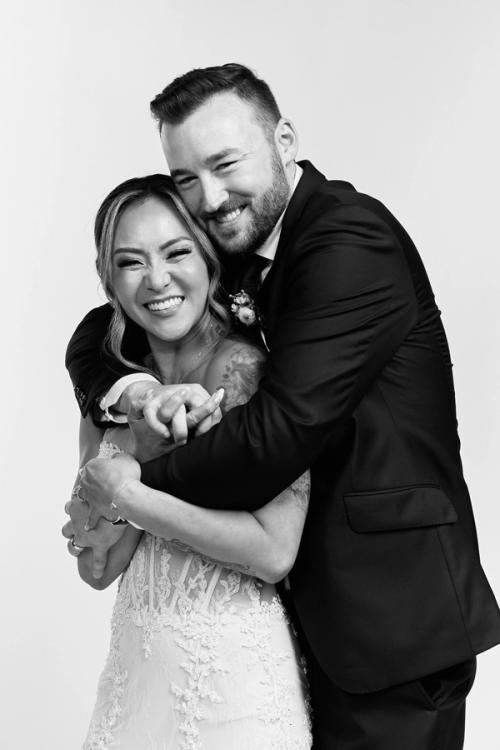 Black and white wedding couple portrait — The Lounge Booth Los Angeles