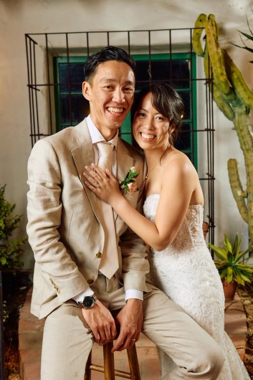 Bride and groom portrait at an outdoor garden wedding venue — The Lounge Booth