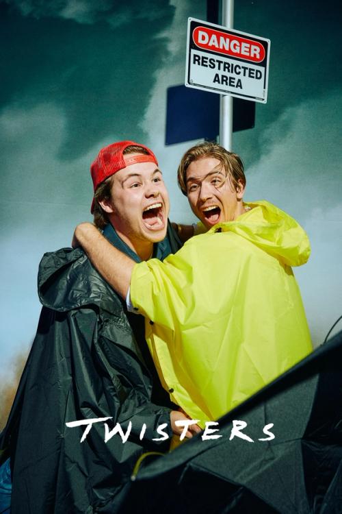 Two attendees photographed at the Twisters Universal Pictures premiere — The Lounge Booth