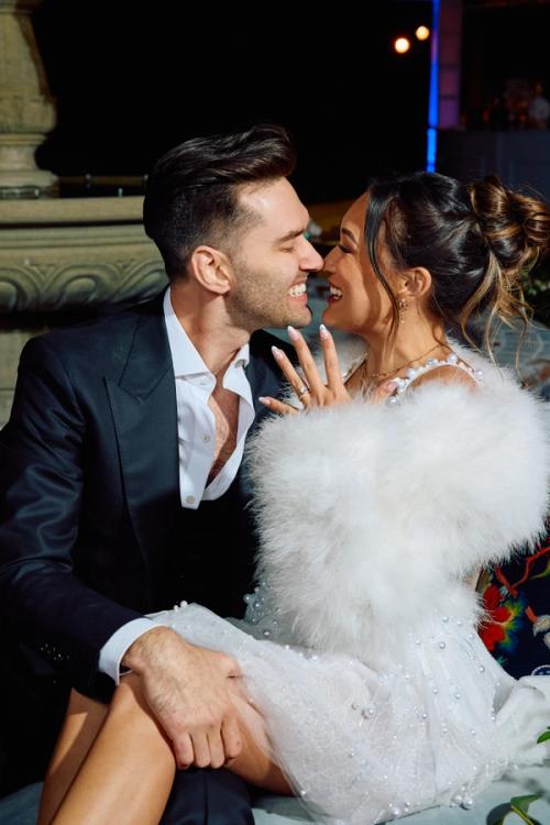 Romantic wedding couple portrait at an evening reception — The Lounge Booth