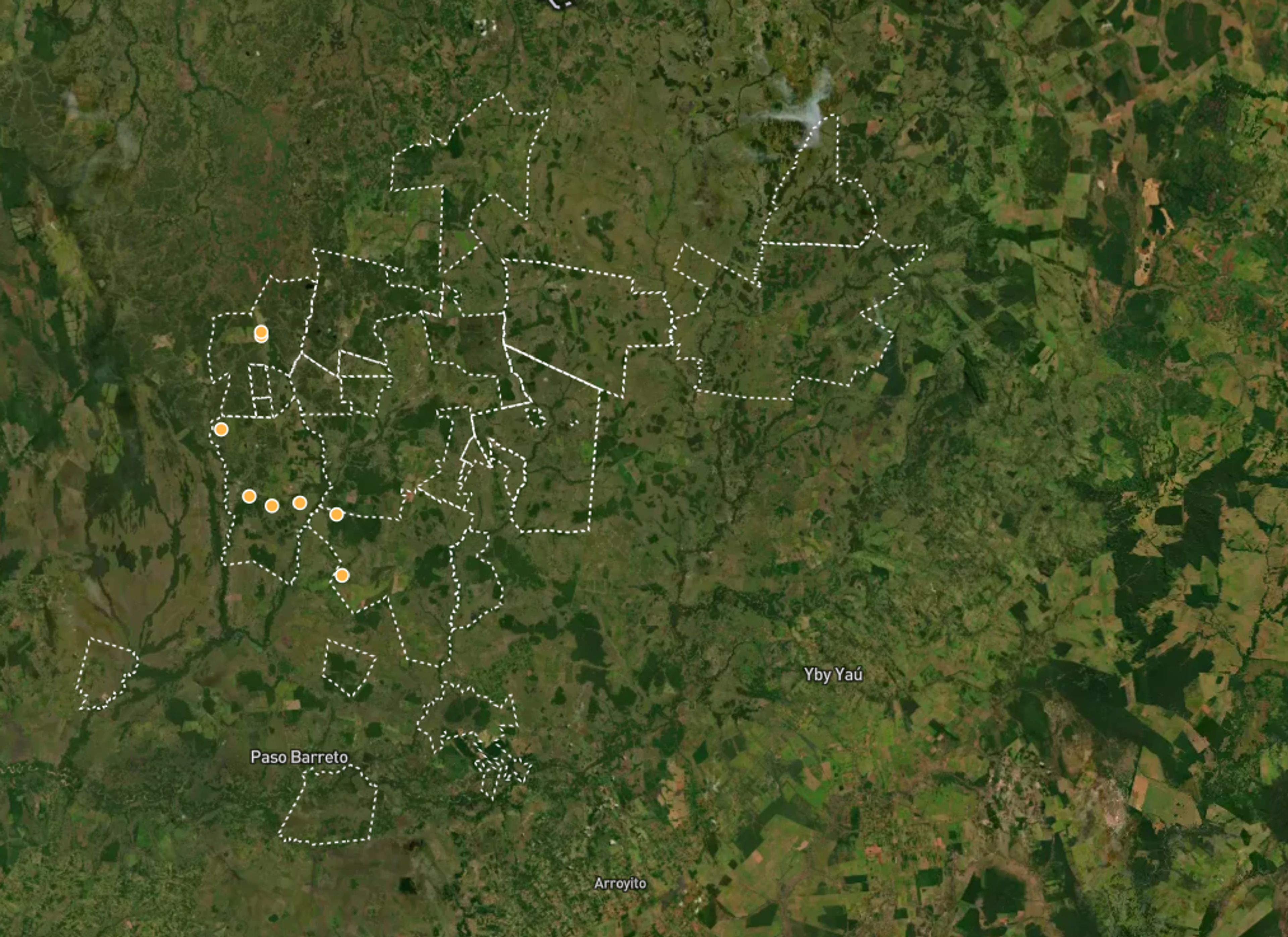 Map highlighting the area they can be found
