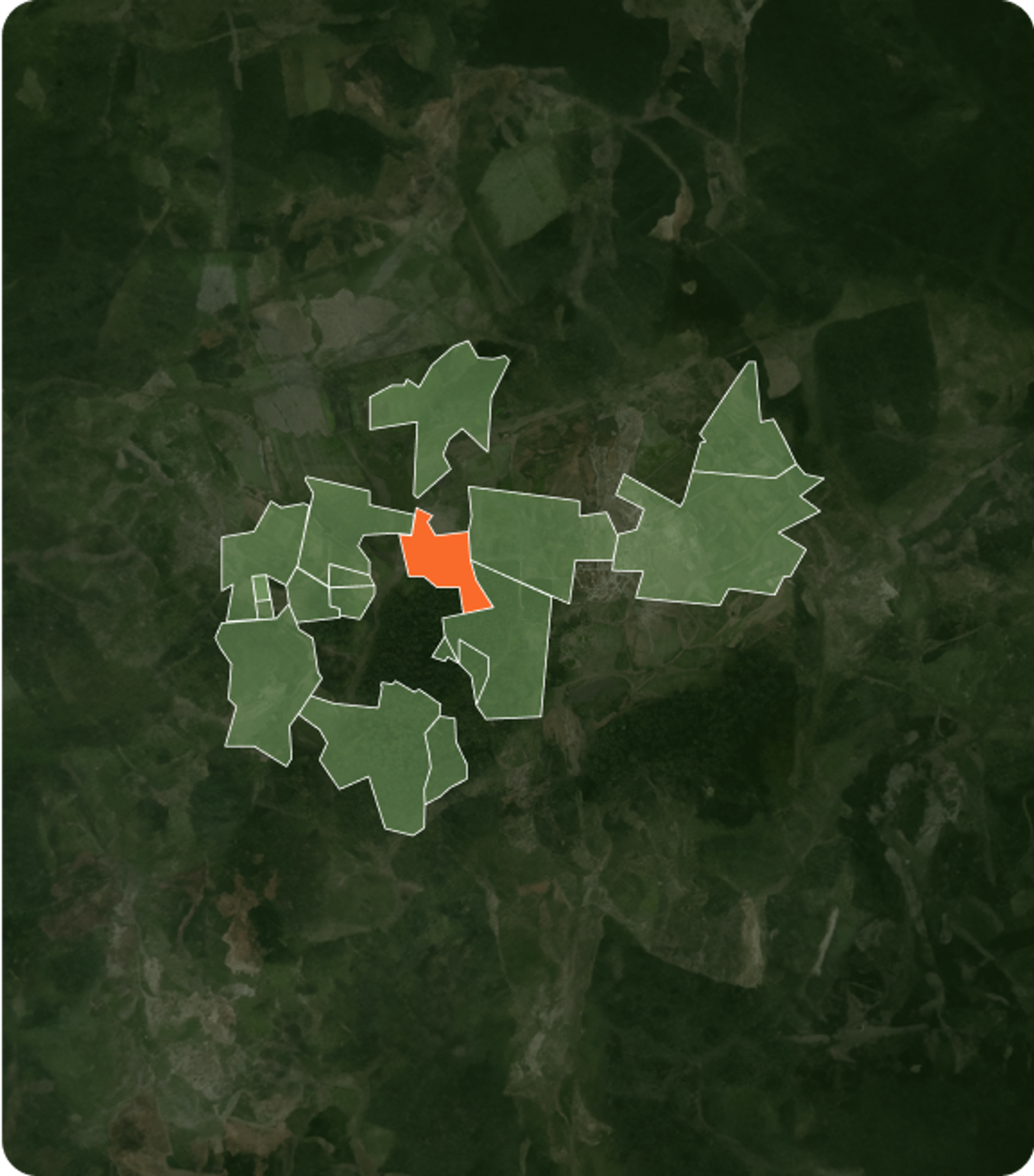 Map highlighting the area they can be found