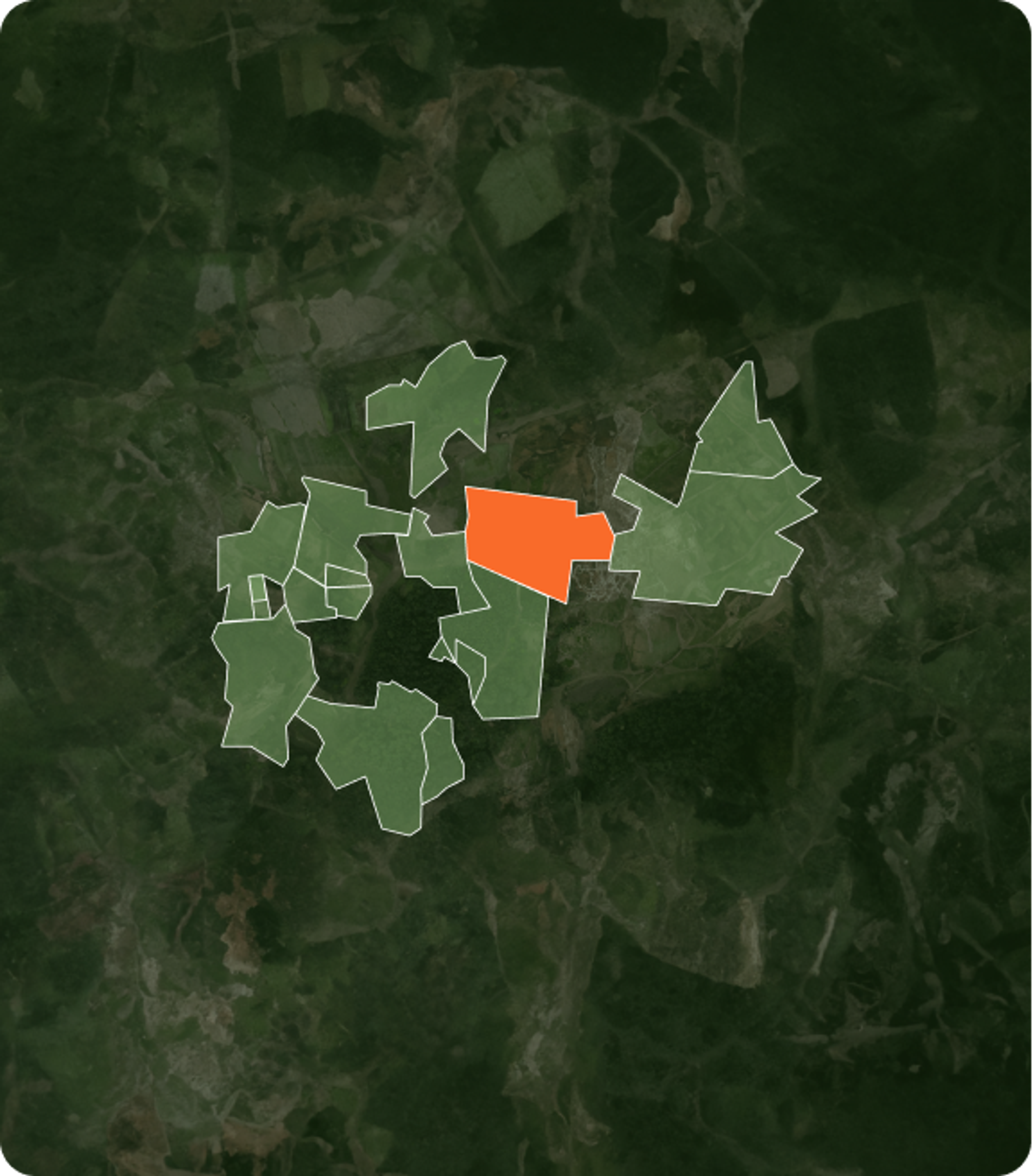 Map highlighting the area they can be found