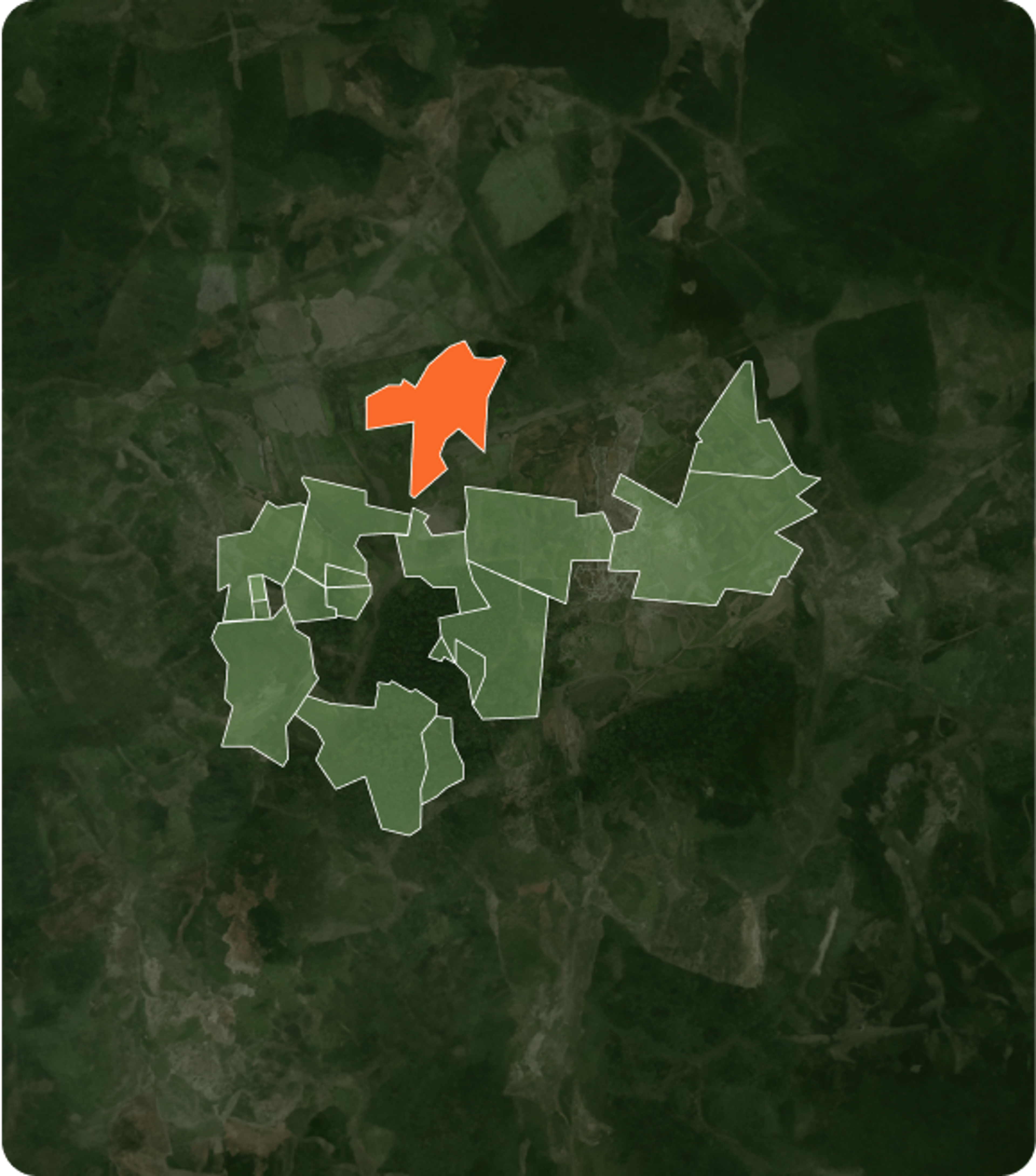 Map highlighting the area they can be found