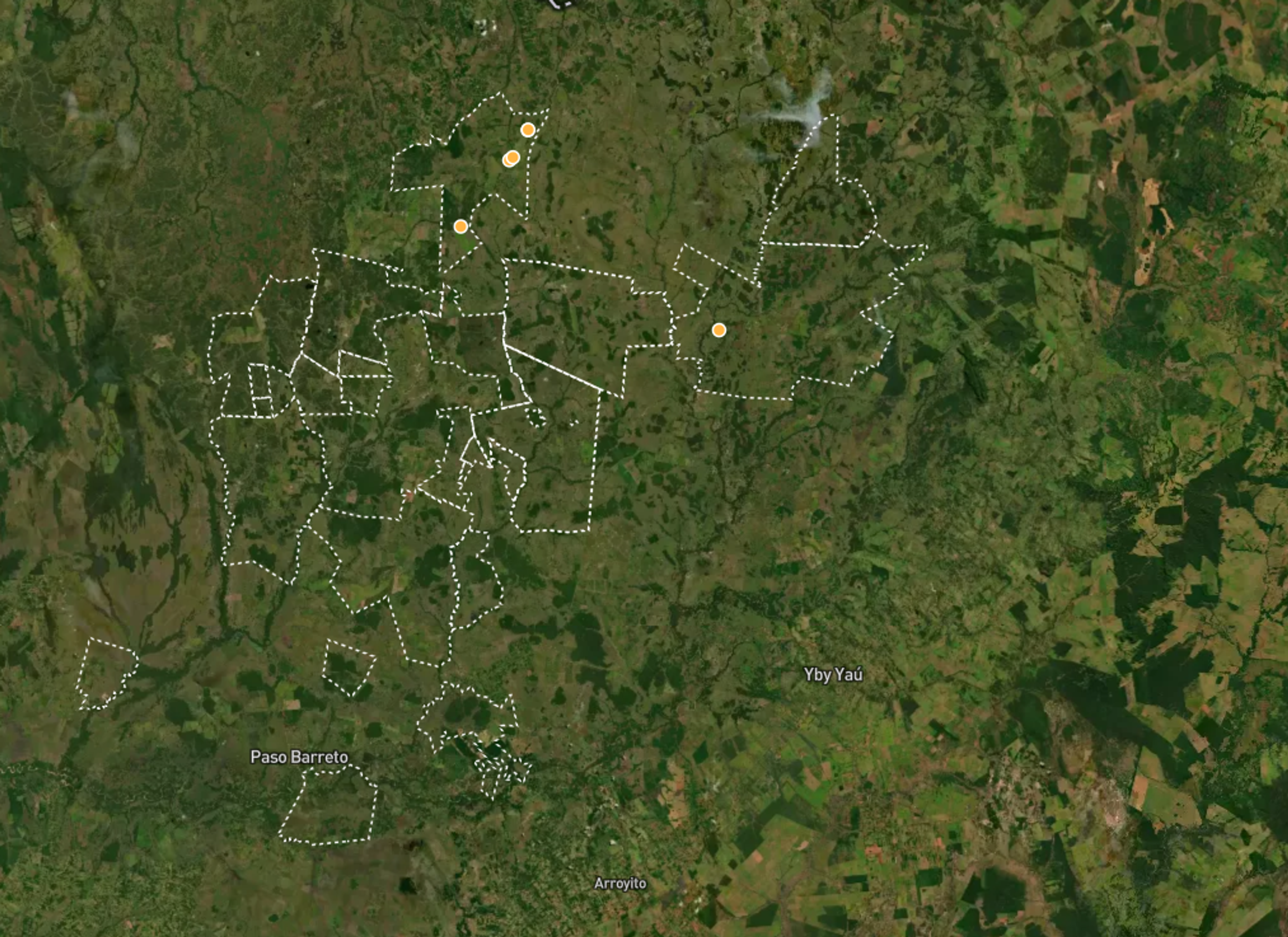 Map highlighting the area they can be found
