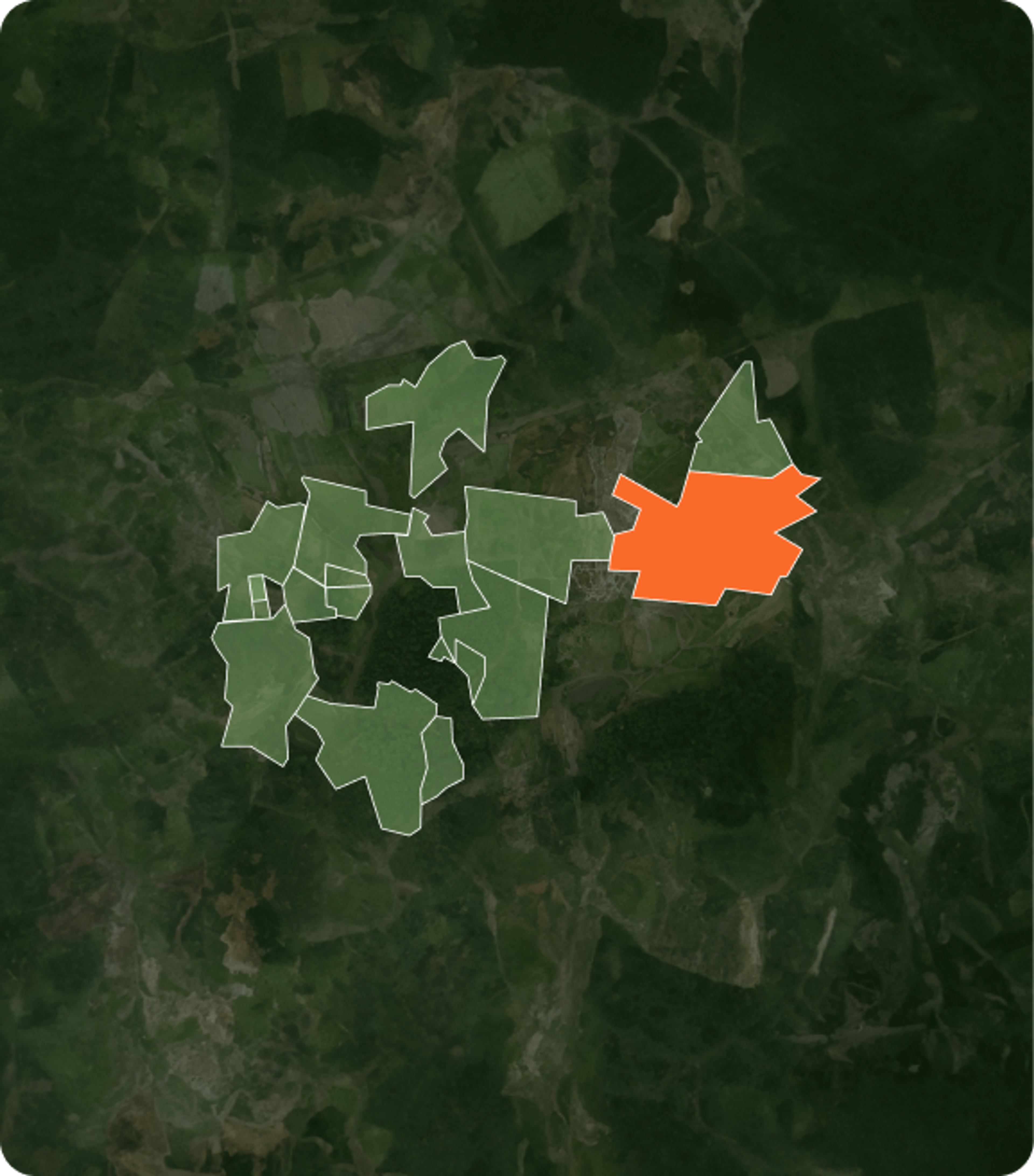 Map highlighting the area they can be found