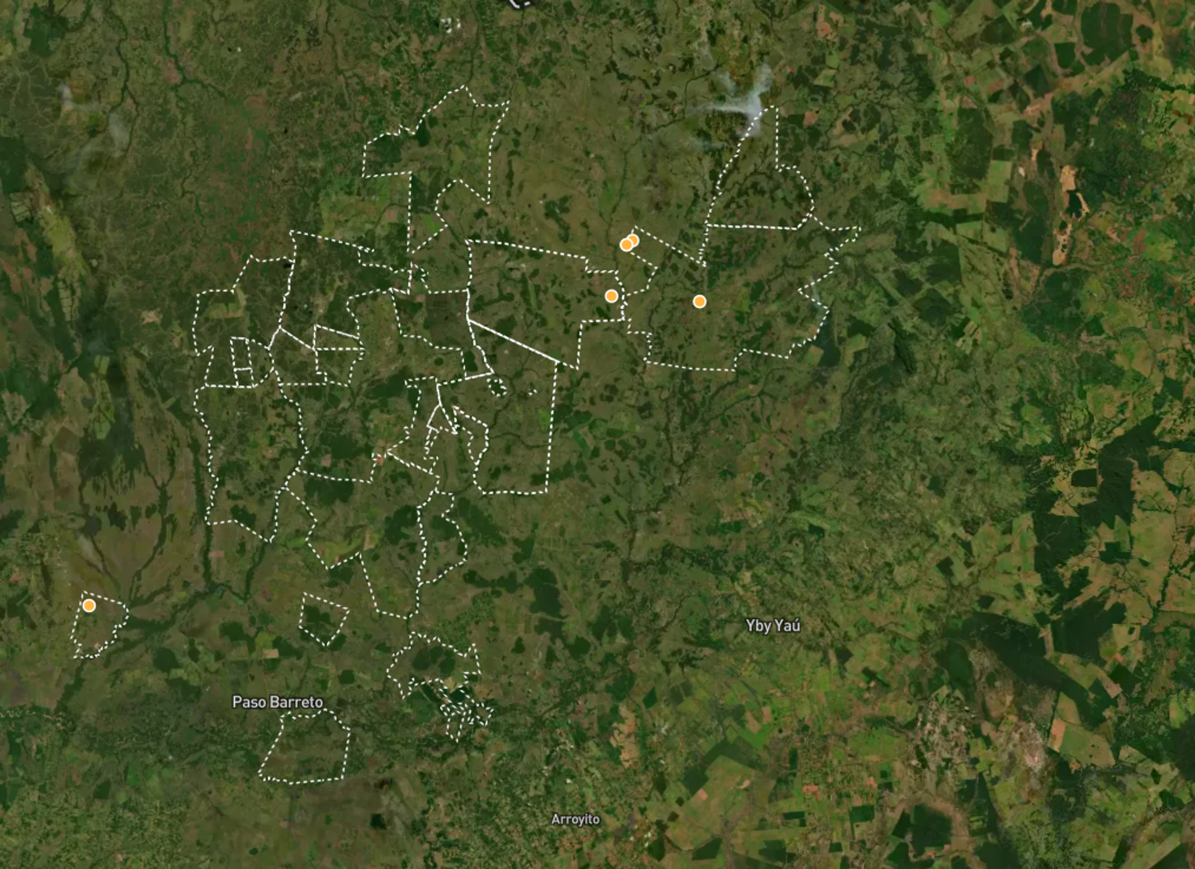 Map highlighting the area they can be found