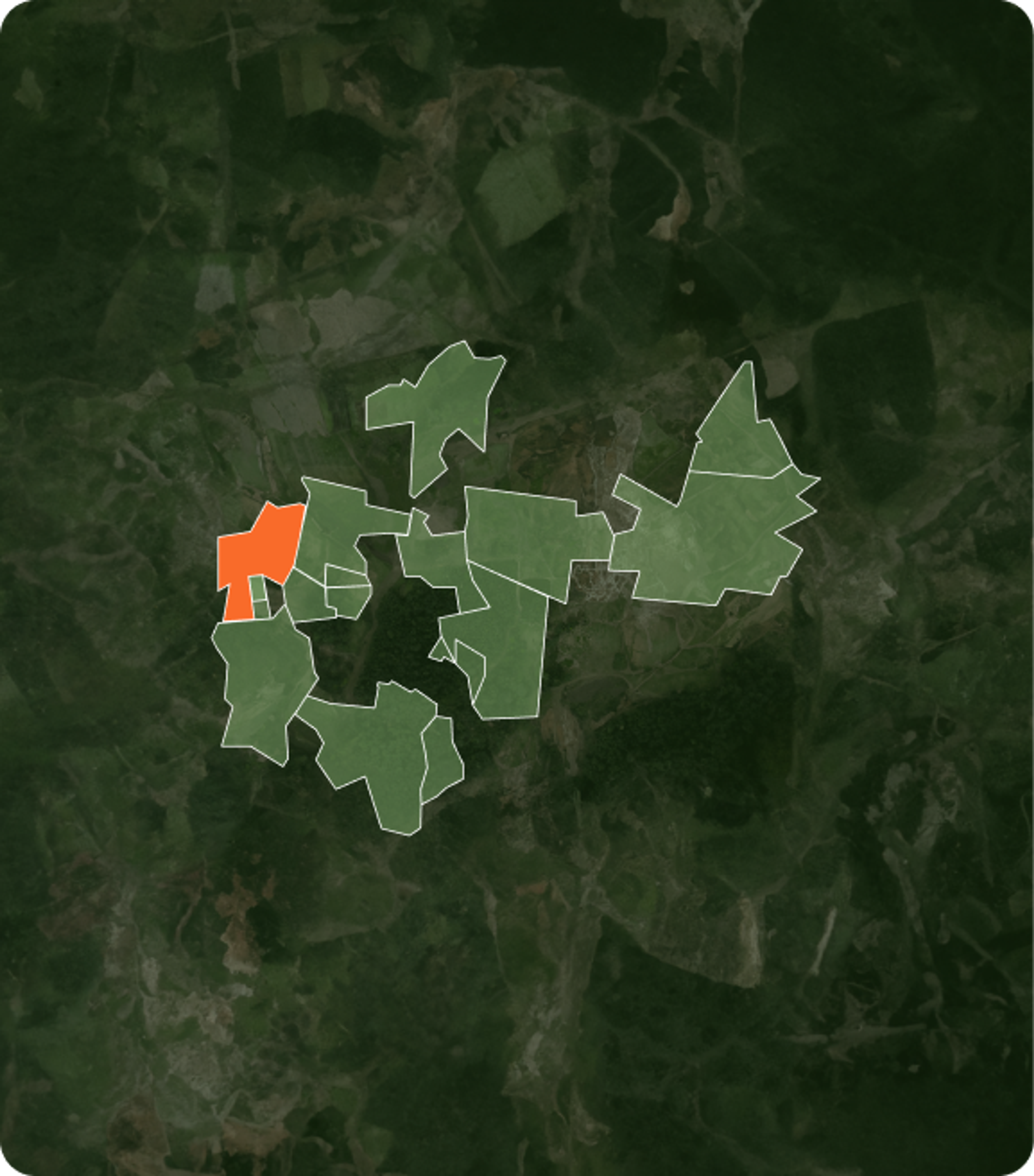 Map highlighting the area they can be found